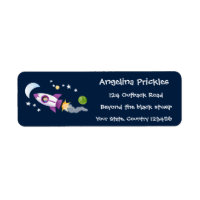 Cute rocket ship in space cartoon illustration