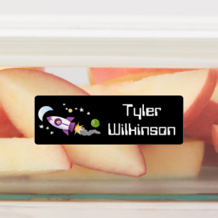 Cute rocket ship in space cartoon personalised