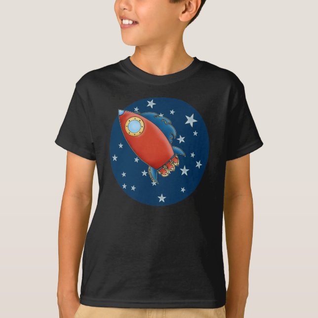 Cute Rocket & Stars Boy's T-Shirts (Front)