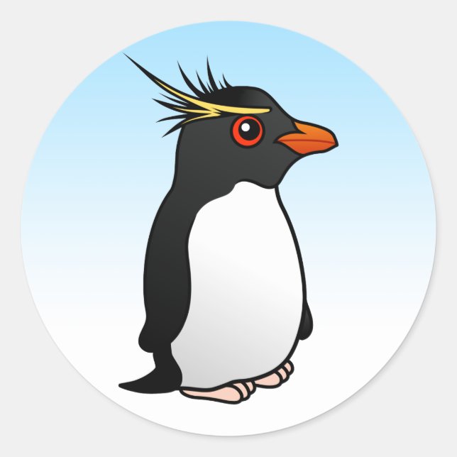 Cute Rockhopper Penguin Classic Round Sticker (Front)