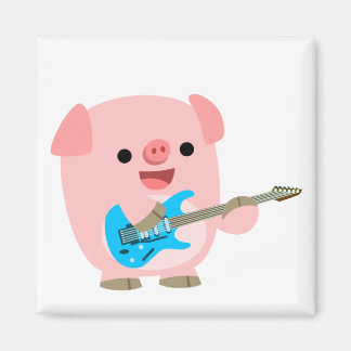 Cute Rockin' Cartoon Pig Magnet