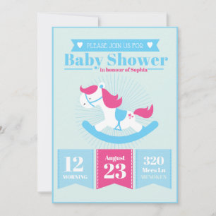Cute Rocking Horse Baby Shower Invitation