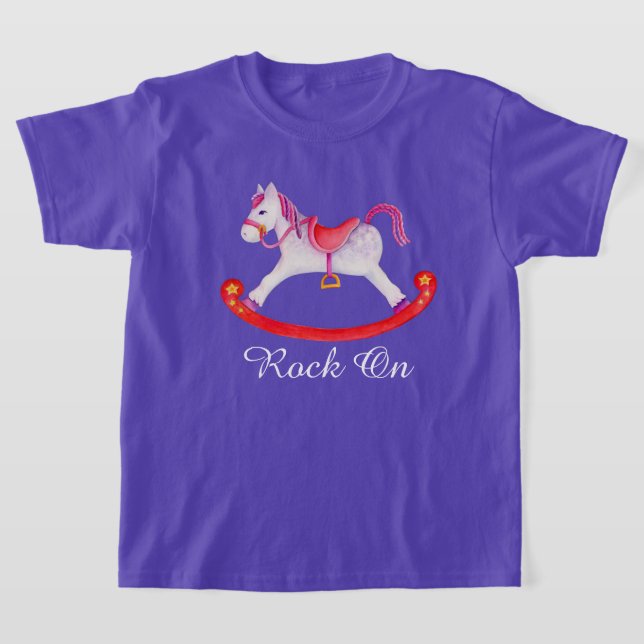Cute rocking horse painted art girls t-shirt (Laydown)