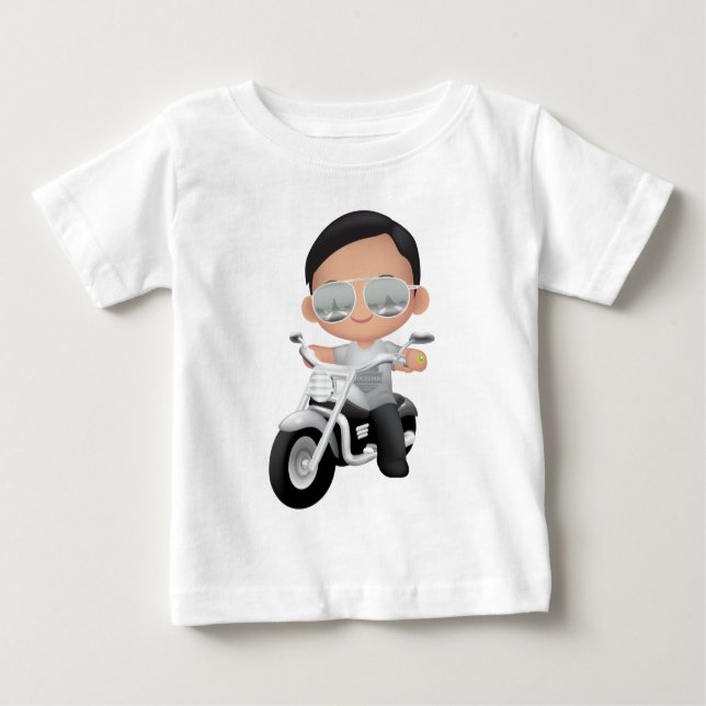 Cute RockStar on Motorcycle Baby T-Shirt (Front)