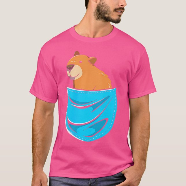 Cute Rodent Pocket Capybara T-Shirt (Front)