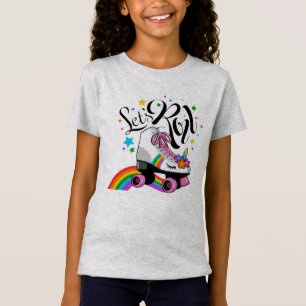 Cute Roller Skate and Rainbow "Set Sail" Girls T-S T-Shirt