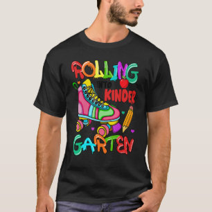 Cute Roller Skates Rolling Into Kindergarten Back  T-Shirt