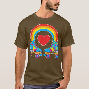 Cute Roller Skates With Heart Stars & Rainbow I Lo T-Shirt
