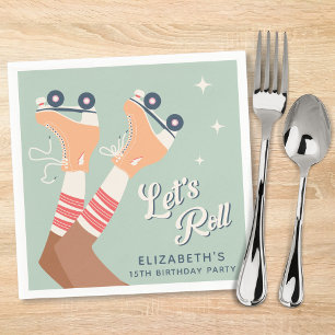Cute Roller Skating Birthday Party Napkin
