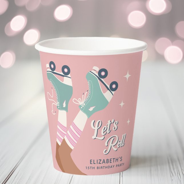 Cute Roller Skating Birthday Party Paper Cups (Creator Uploaded)