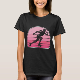 Cute Roller Skating Girl Vintage Sunset Aesthetic  T-Shirt