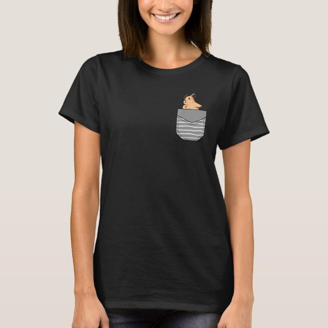 Cute Rollerskate Hamster In Pocket T-Shirt (Front)