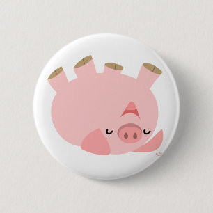 Cute Rolling Over Cartoon Pig 6 Cm Round Badge