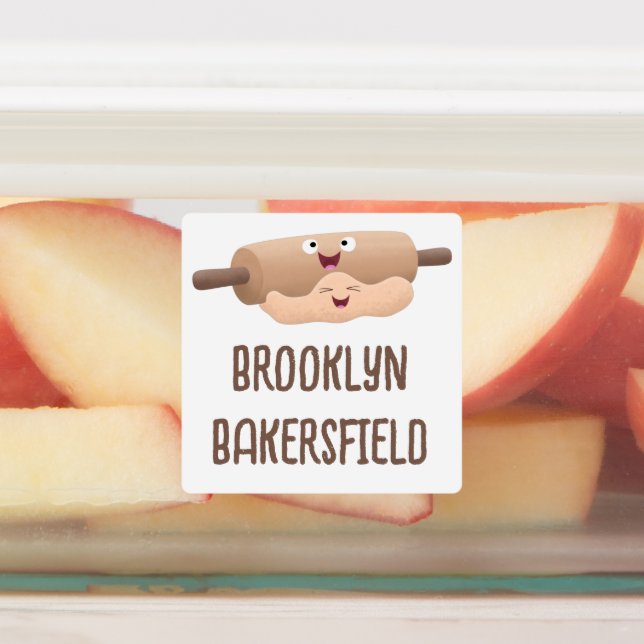 Cute rolling pin and dough cartoon personalised (Affixed)