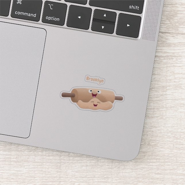 Cute rolling pin and dough pastry baking cartoon (Detail)