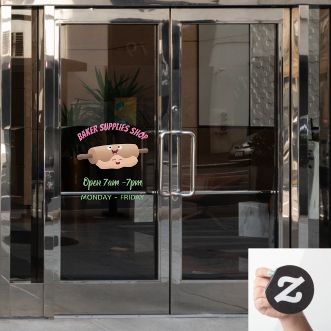Cute rolling pin and dough pastry baking cartoon (Office Door)