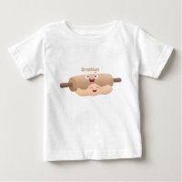 Cute rolling pin and dough pastry baking cartoon