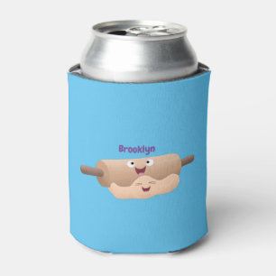 Cute rolling pin and dough pastry baking cartoon  can cooler