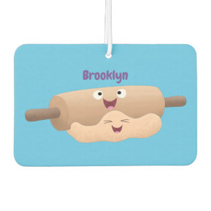 Cute rolling pin and dough pastry baking cartoon car air freshener