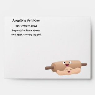 Cute rolling pin and dough pastry baking cartoon envelope