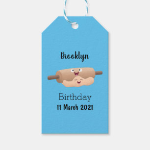 Cute rolling pin and dough pastry baking cartoon  gift tags