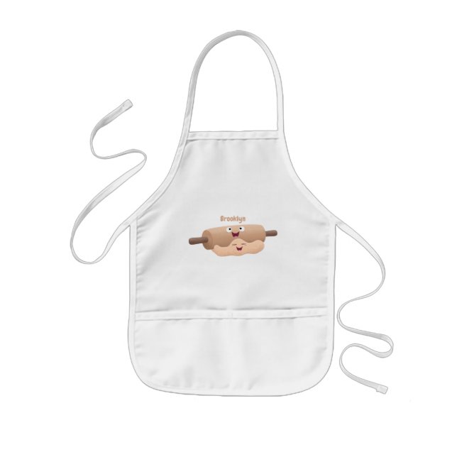 Cute rolling pin and dough pastry baking cartoon kids apron (Front)