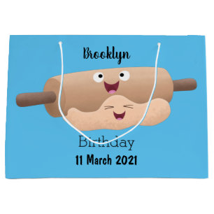 Cute rolling pin and dough pastry baking cartoon large gift bag