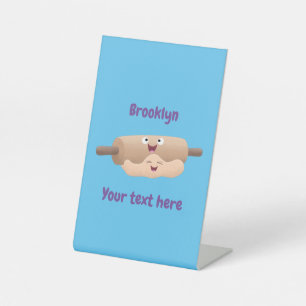 Cute rolling pin and dough pastry baking cartoon  pedestal sign