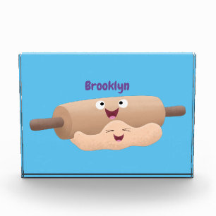 Cute rolling pin and dough pastry baking cartoon  photo block