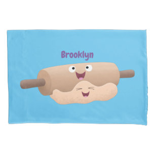 Cute rolling pin and dough pastry baking cartoon pillowcase