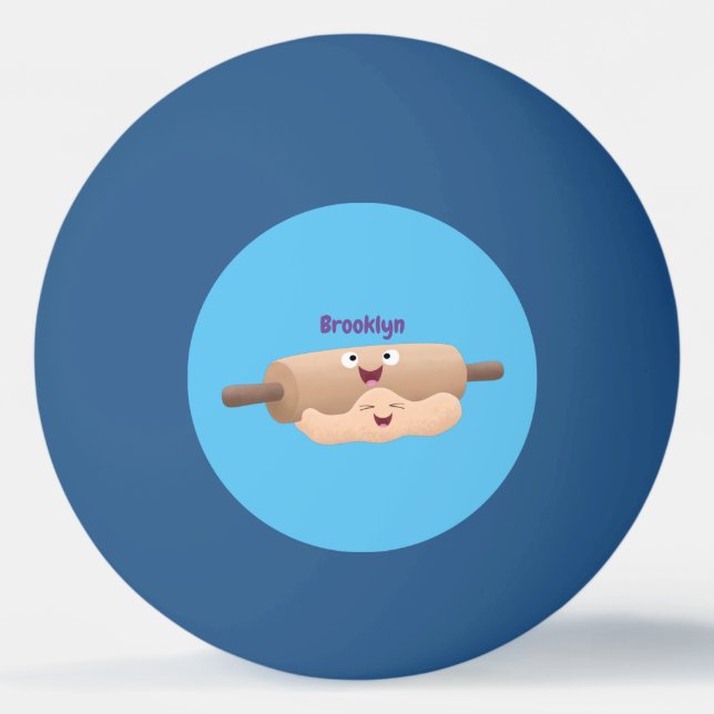 Cute rolling pin and dough pastry baking cartoon ping pong ball (Front)