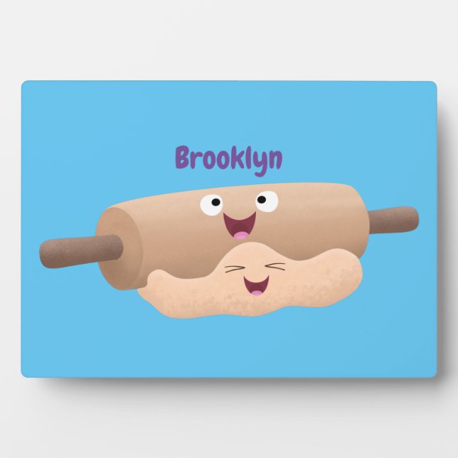 Cute rolling pin and dough pastry baking cartoon  plaque (Front)