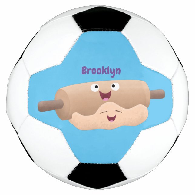 Cute rolling pin and dough pastry baking cartoon soccer ball (Front)