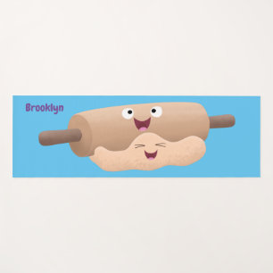 Cute rolling pin and dough pastry baking cartoon  yoga mat