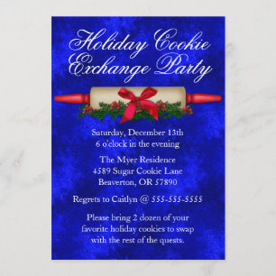 Cute Rolling Pin Cookie Exchange Holiday Invite