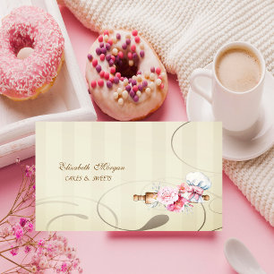 Cute Rolling Pin Flowers Bakery Business Card