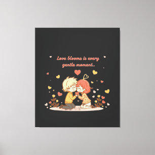 Cute Romantic Anime Couple - Love Moment Canvas Print