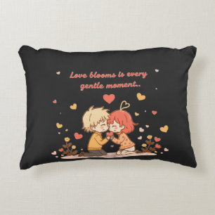 Cute Romantic Anime Couple - Love Moment Decorative Cushion