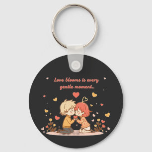 Cute Romantic Anime Couple - Love Moment Key Ring