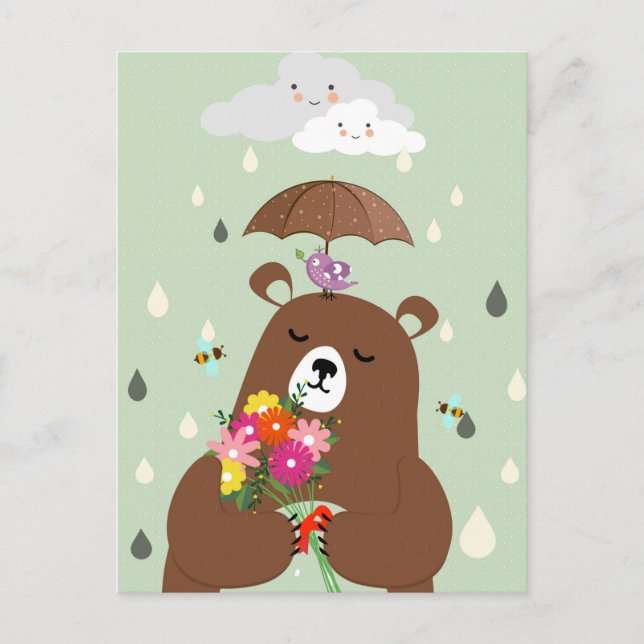 Cute Romantic Bear Postcard (Front)