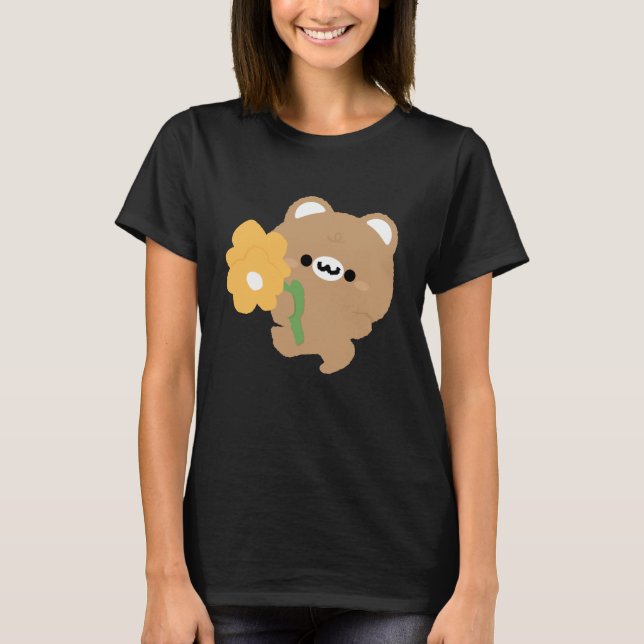 Cute Romantic Brown Bear T-Shirt (Front)