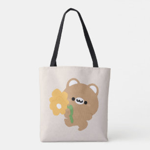 Cute Romantic Brown Bear Tote Bag