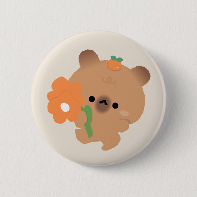 Cute Romantic Capybara 6 Cm Round Badge (Front)