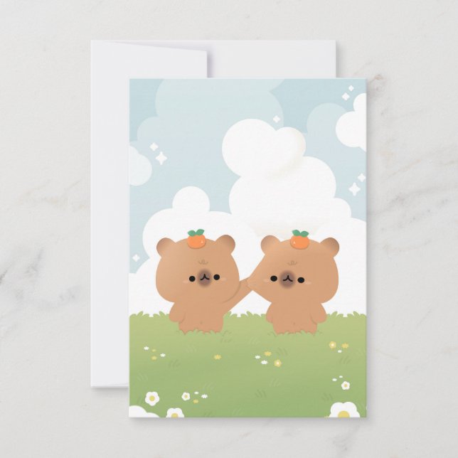 Cute Romantic Capybara Thank You Card (Front)