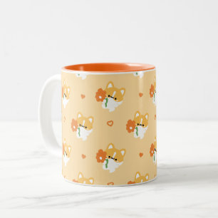 Cute Romantic Corgi Puppy Two-Tone Coffee Mug