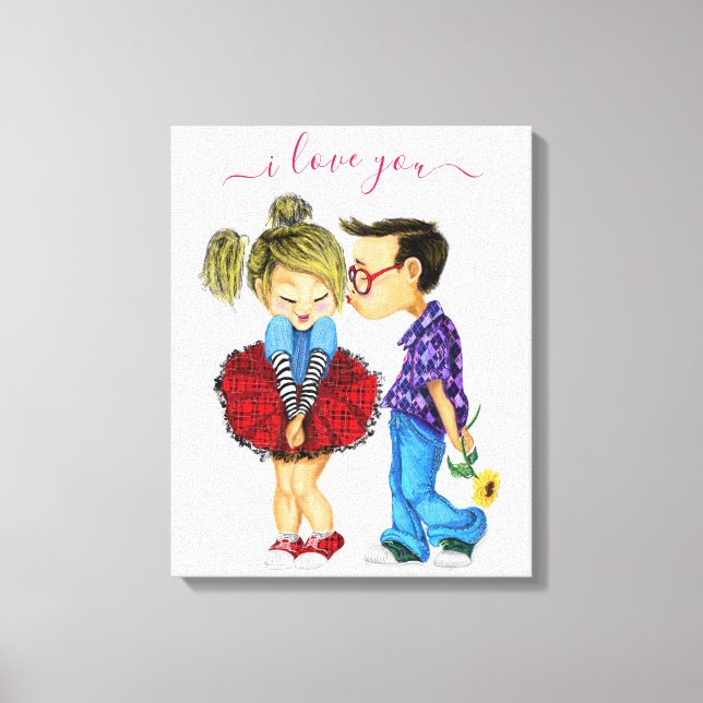 Cute Romantic Couple Canvas Print (Front)