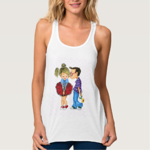 Cute Romantic Couple - Love Hearts - Kiss   Singlet