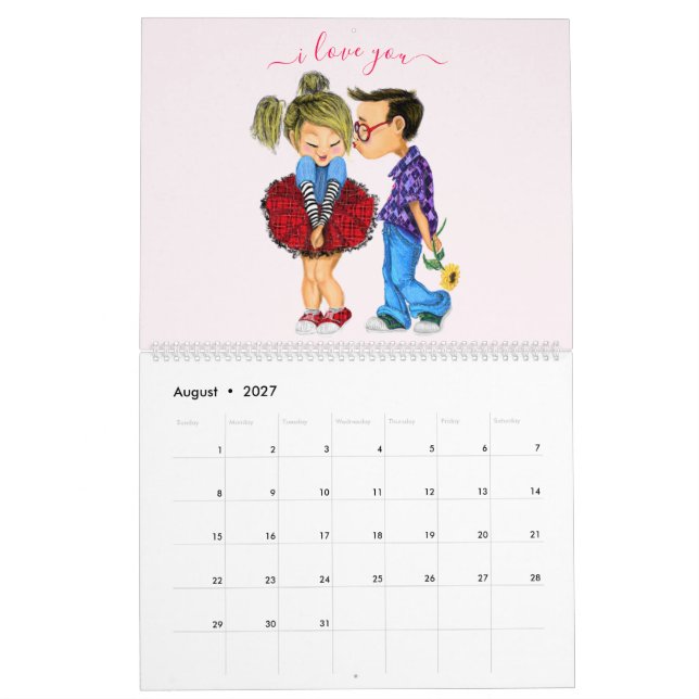 Cute Romantic Couple - Love - I Love You - Kiss Calendar (Aug 2027)