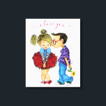 Cute Romantic Couple - Love - I Love You - Kiss Canvas Print<br><div class="desc">Cute Romantic Couple - Love - I Love You - Kiss Boy and Girl - Fun Painting - Choose / Add Your Unique Text / Name / Colour - Make Your Special Gift - Resize and move or remove / add elements - image / text with customisation tool. Painting and...</div>