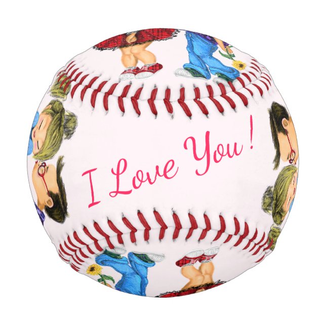 Cute Romantic Couple - Love - Kiss - I Love You Baseball (Front)